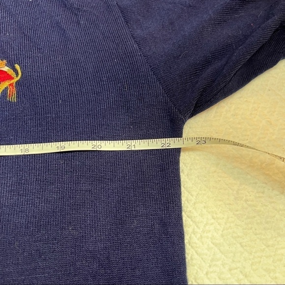 VINTAGE 90's💙Varsity Navy Button Front V-Neck Cardigan Sweater Size XL - Picture 7 of 8